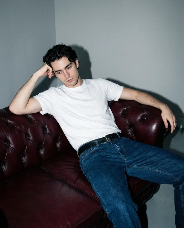 Stylish T-Shirt Mockup on a Casual Portrait