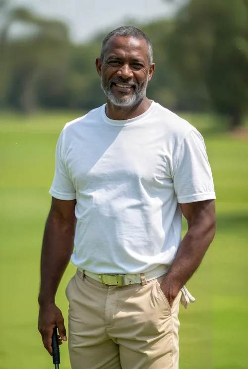 Vibrant Mockup of T-Shirt Against Lush Green Golf Course