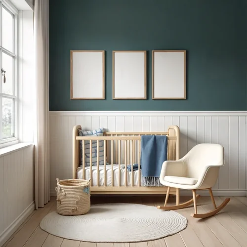 Serene Mockup Poster with Deep Teal Background and Soft Colors