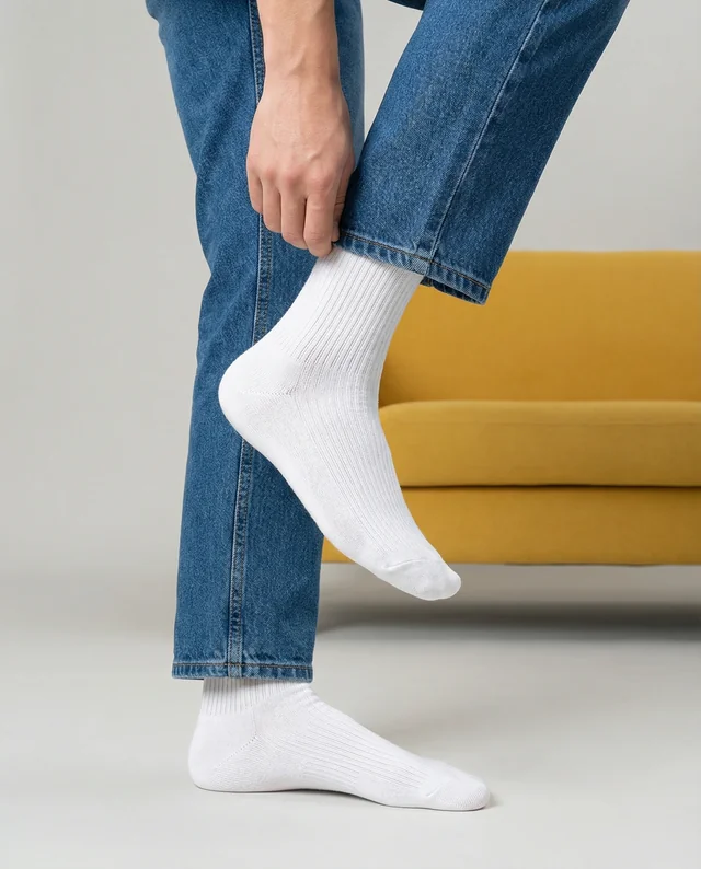 Casual Mockup of Stylish Socks with Denim Jeans
