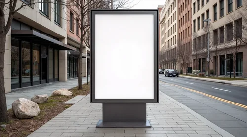 Modern Billboard Mockup in Urban City Scene
