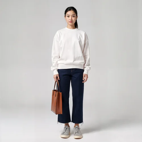 Stylish Mockup of a Young Woman in Oversized Sweatshirt