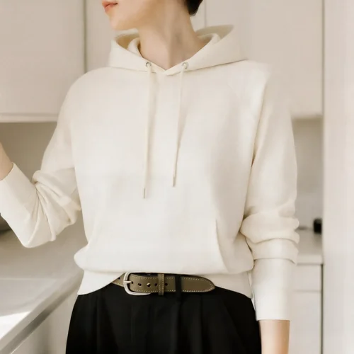 Cozy Hoodie Mockup in a Modern Kitchen Setting