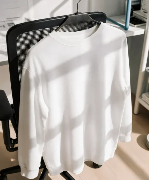 Minimalist Sweatshirt Mockup in a Modern Workspace