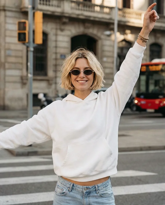 Stylish Hoodie Mockup of a Confident Young Woman