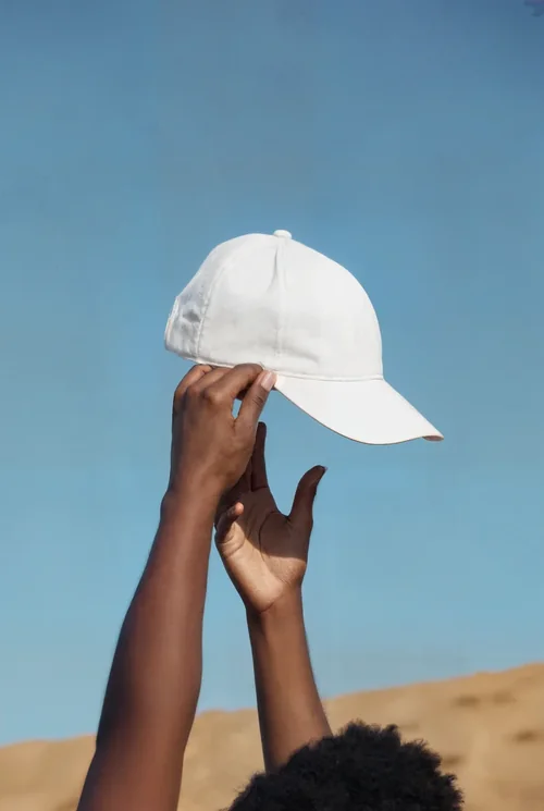 Stylish Mockup of a Hat Against a Blue Sky