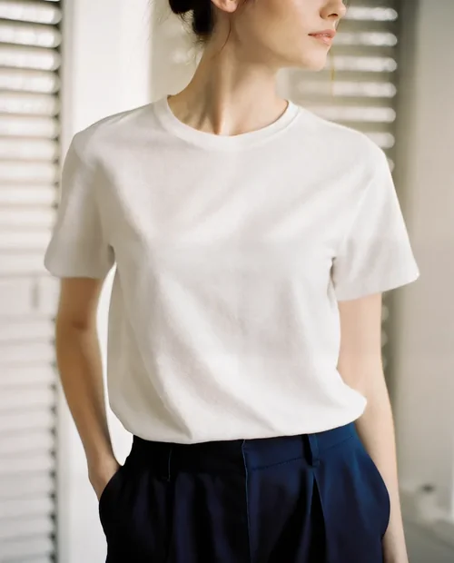 Stylish T-Shirt Mockup in a Modern Aesthetic Room