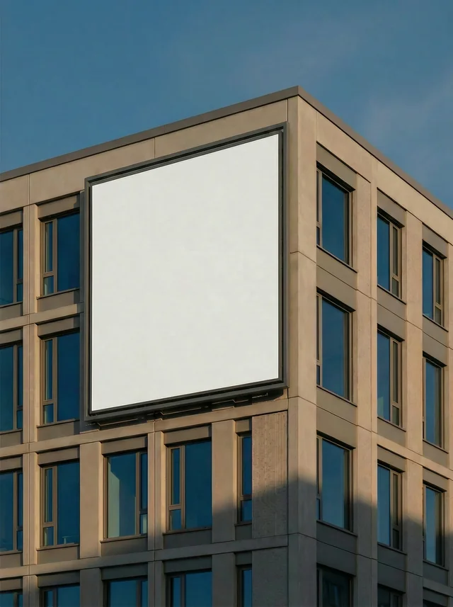 Modern Urban Building Mockup with Blank Billboard