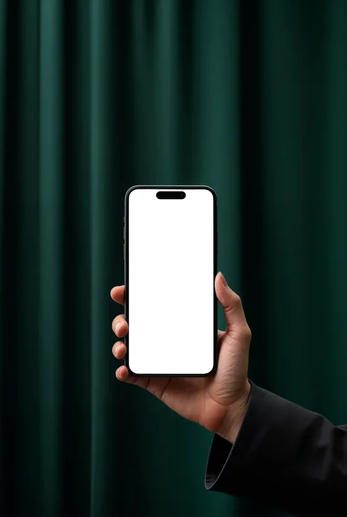 Modern iPhone 16 Pro Max Mockup on Emerald Green Background