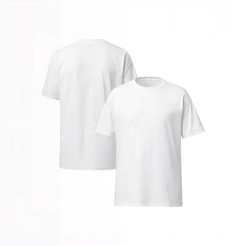 Mockup of White T-Shirt on Neutral Background with Soft Colors