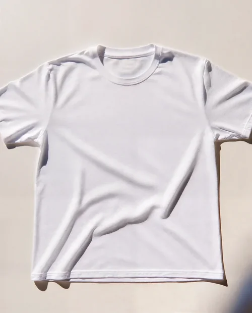 Mockup of a Classic White T-Shirt on Neutral Background