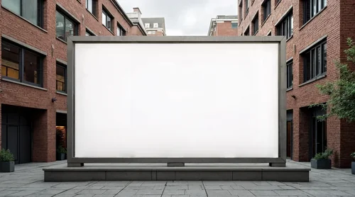 Urban Mockup of a Large Billboard in Modern Courtyard