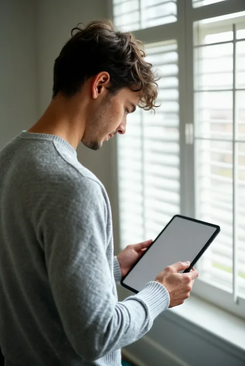 Mockup of iPad: Casual Portrait with Natural Lighting