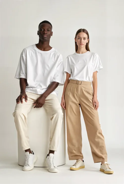 Stylish T-shirt Mockup with Soft Neutral Background Colors