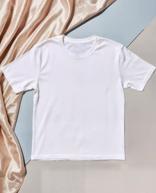 Stylish T-Shirt Mockup on Elegant Satin Background