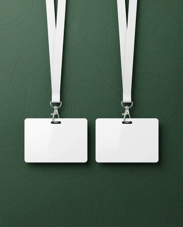 Elegant Mockup of Blank ID Cards with Lanyards