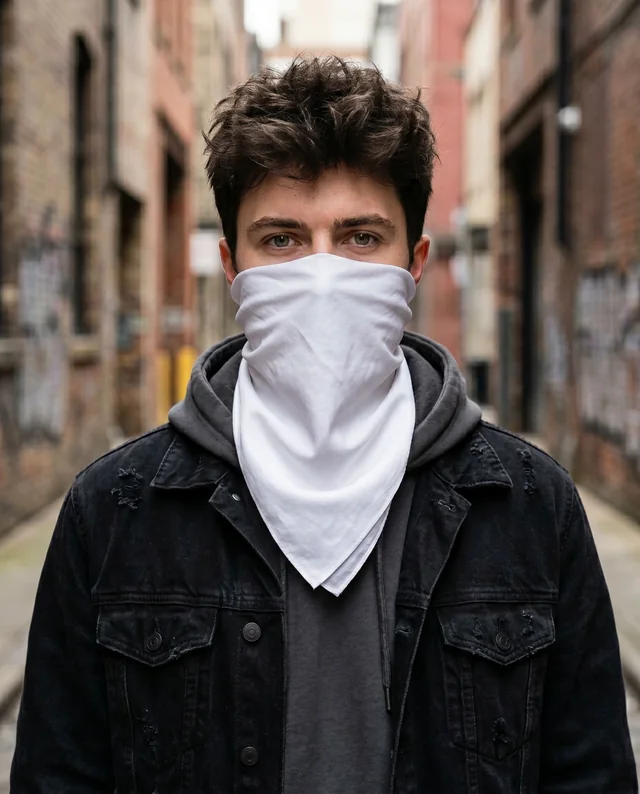 Urban Bandana Mockup Featuring Confident Young Man