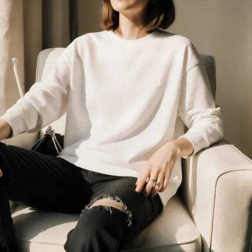 Cozy Sweatshirt Mockup in Modern Living Room