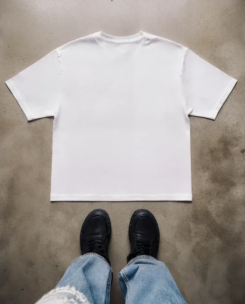 Minimalist T-Shirt Mockup on Gray Concrete Surface