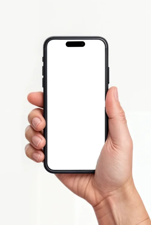 Modern iPhone Mockup: Black iPhone 16 Pro Max Display