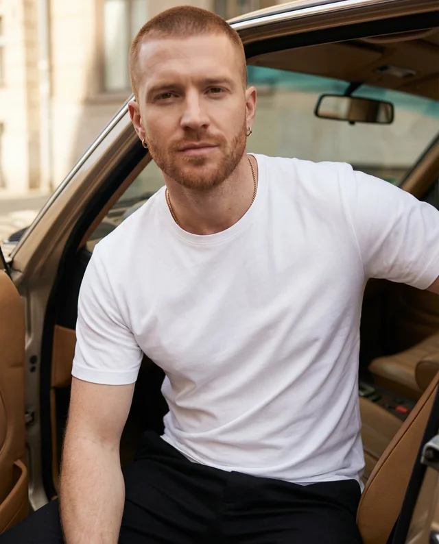 Stylish T-Shirt Mockup in Vintage Car Setting