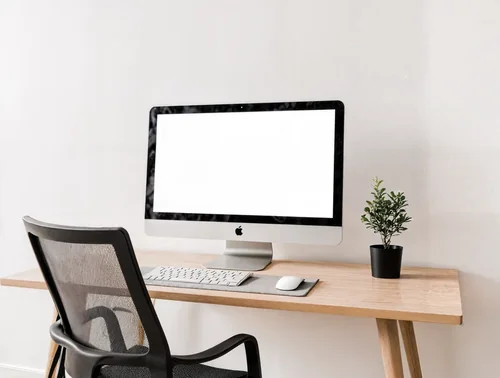 Minimalist Home Office Mockup with iMac Design