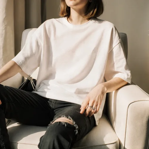 Stylish T-Shirt Mockup in Cozy Living Room Setting