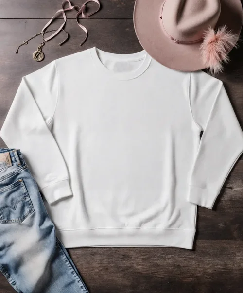 Cozy Sweatshirt Mockup on Rustic Wooden Surface