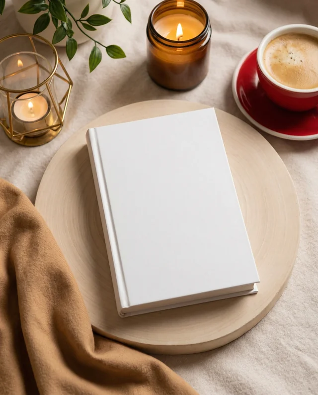 Cozy Book Mockup with Warm Tones and Elegance