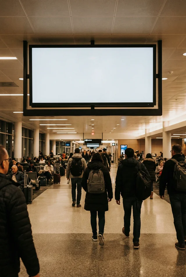 Airport Terminal Mockup with Digital Billboard Display