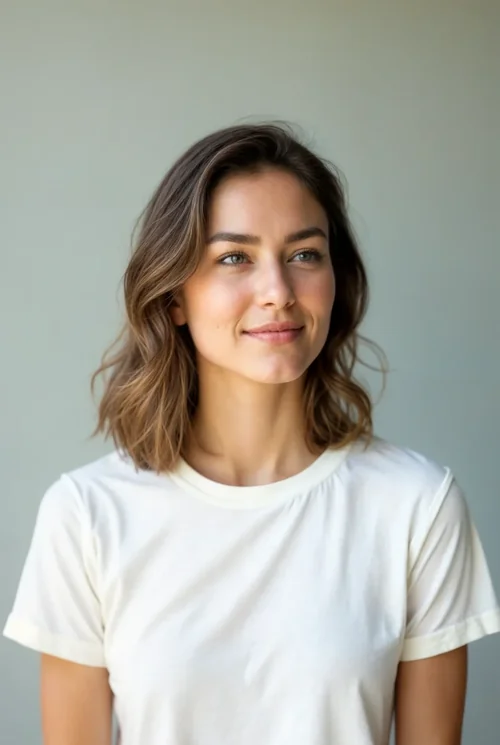 Mockup of a Casual T-Shirt: Serene Portrait Style