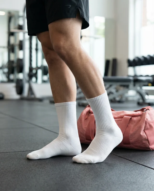 Dynamic Gym Mockup Featuring Stylish Knee-High Socks
