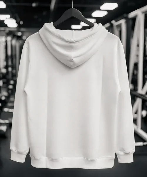 Stylish Mockup of a White Hoodie in a Gym Setting