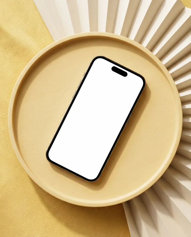 Minimalist iPhone Mockup on Cozy Wooden Tray
