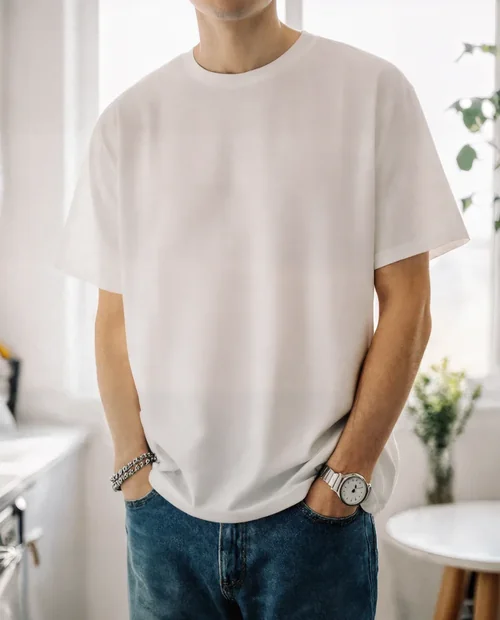 Stylish T-Shirt Mockup in Modern Kitchen Setting