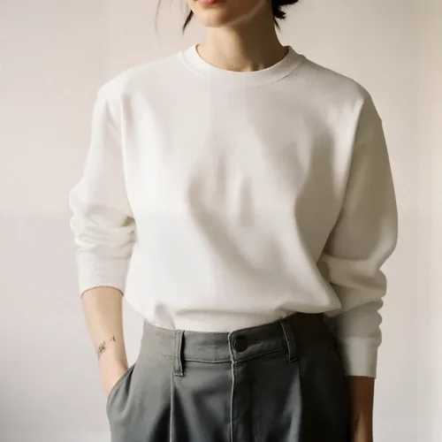 Chic Mockup of a Young Woman in Oversized Sweatshirt
