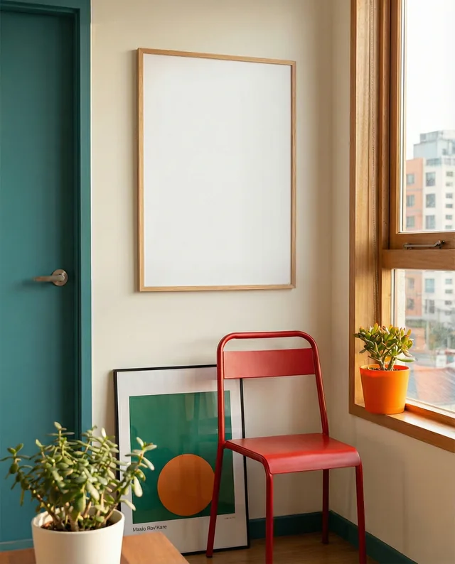 Cozy Modern Room Mockup with Poster and Natural Light