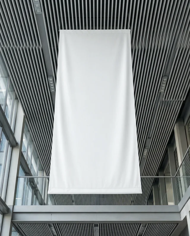Modern Architectural Interior with Blank Banner Mockup