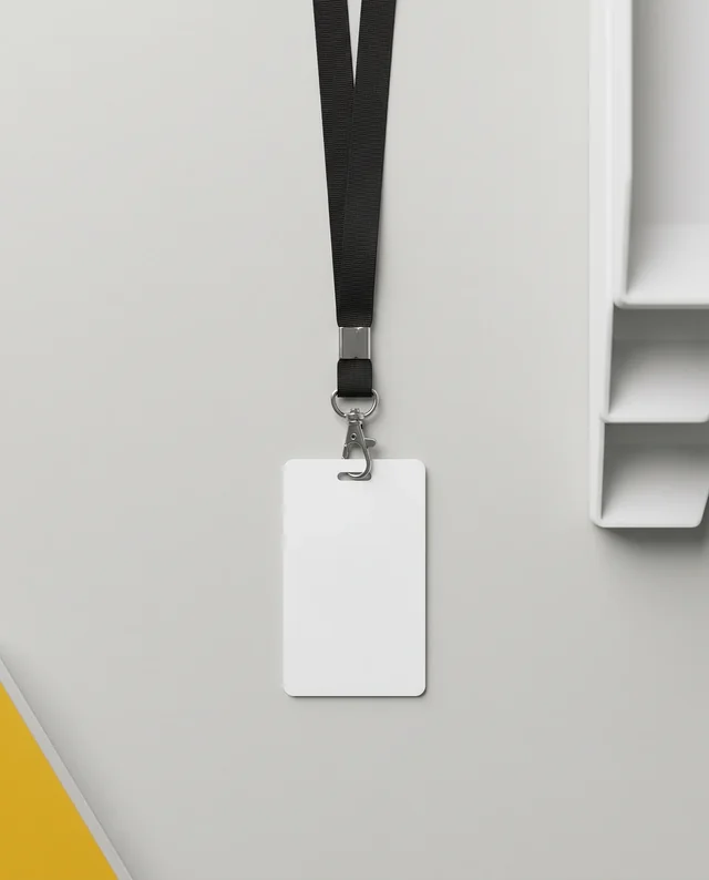 Minimalist Mockup of a Blank ID Card with Lanyard