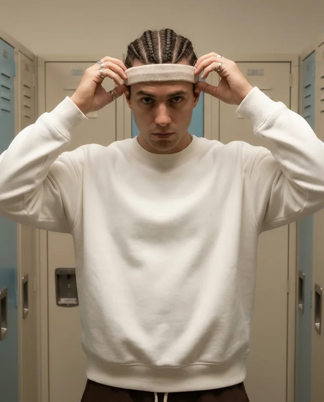 Casual Sweatshirt Mockup for Young Men in Gym Setting