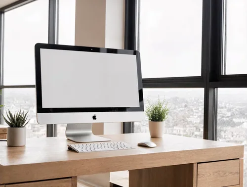 Modern iMac Mockup in a Bright Workspace Scene