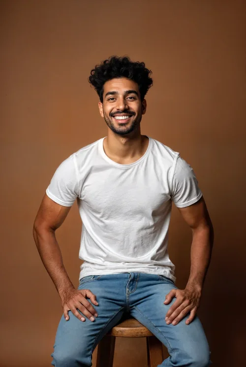 Mockup of T-Shirt Against Warm Brown Background Colors