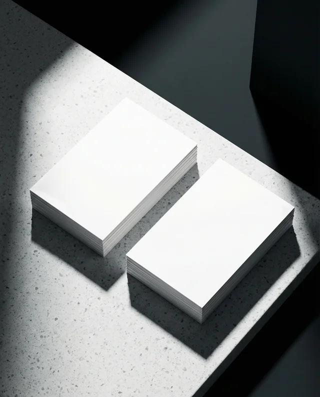 Minimalist Mockup of White Business Cards on Stone Surface