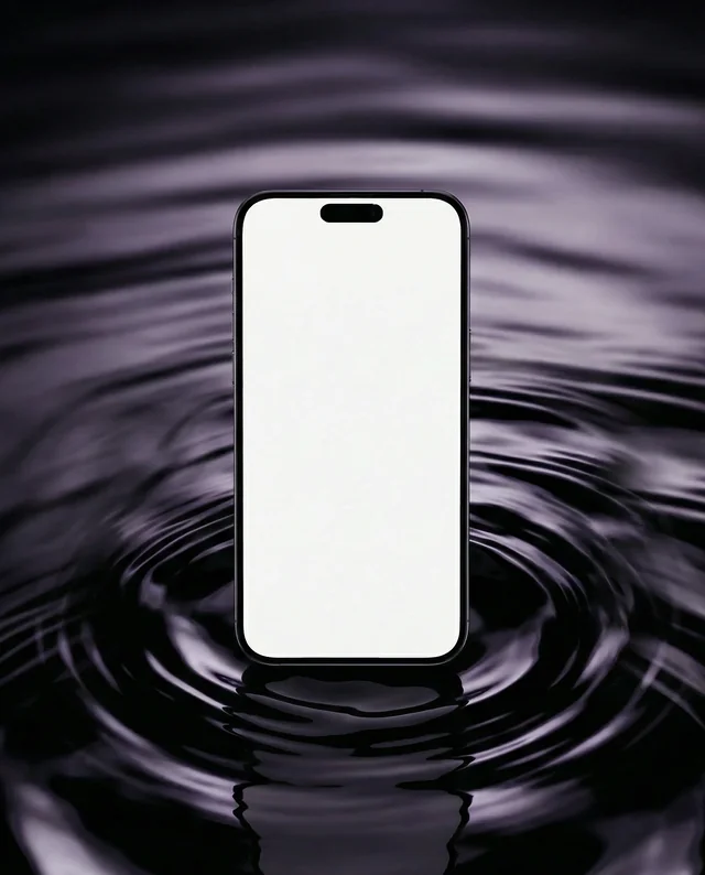 Stunning iPhone Mockup on Dark Water Surface
