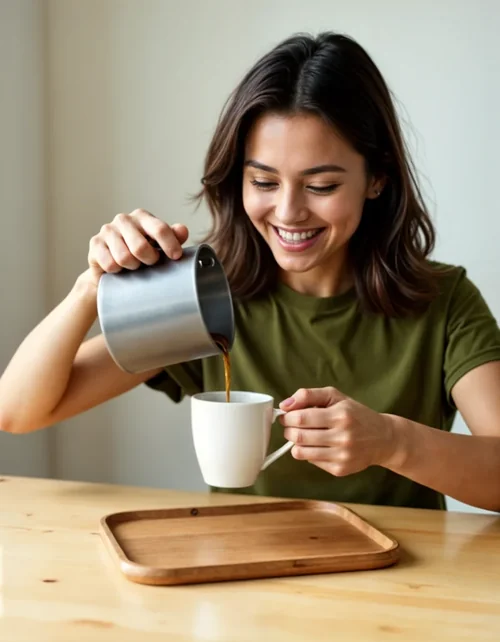 Bright Olive Green Mug Mockup with Natural Wooden Background