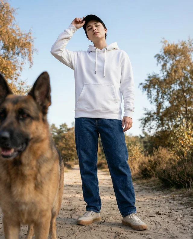 Casual Hoodie Mockup in a Serene Outdoor Scene