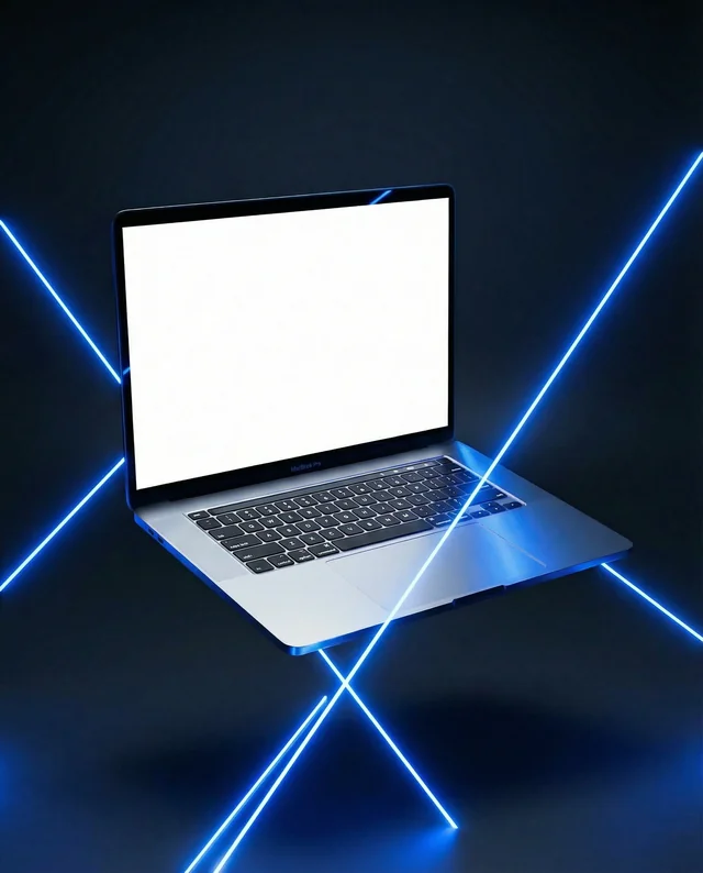 Sleek MacBook Mockup with Dynamic Laser Effects