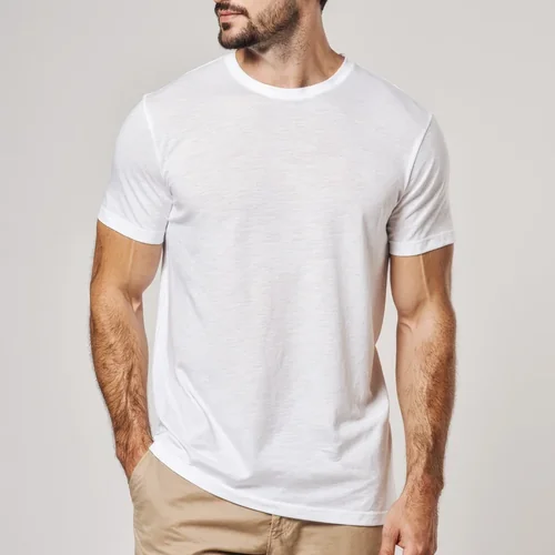 Mockup of T-Shirt with Soft Background and Neutral Colors