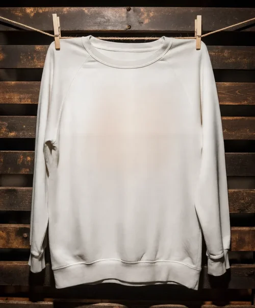 Light-Colored Sweatshirt Mockup on Clothesline