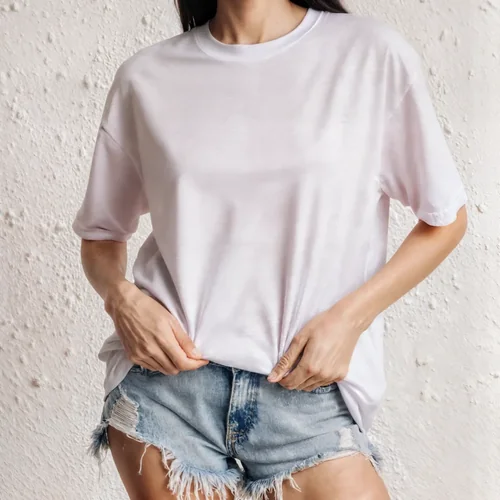Mockup of a Young Woman in a T-Shirt